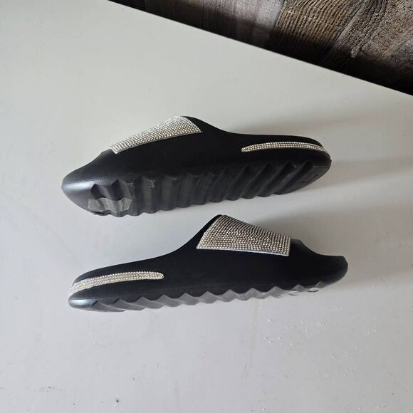 American Exchange Black Rhinestone Slip On Sandals 7 - Picture 3 of 6